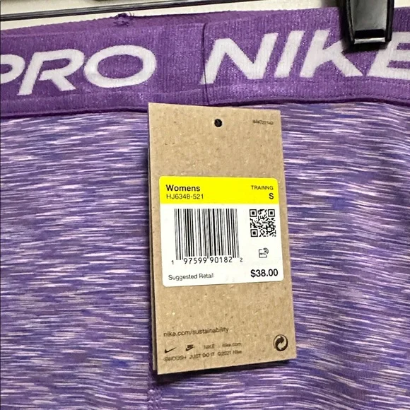 Nike Pro Women's Tight Fit High Rise 3” Heathered Purple Athletic Shorts Small - Picture 4 of 7